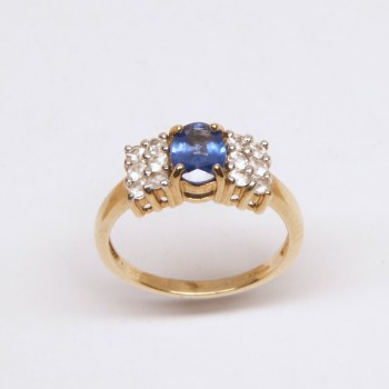 9ct Gold Blue/White Sapphire Ring